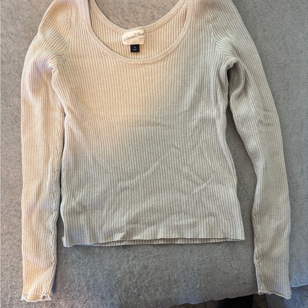 Universal Thread Beige Ribbed Knit Top